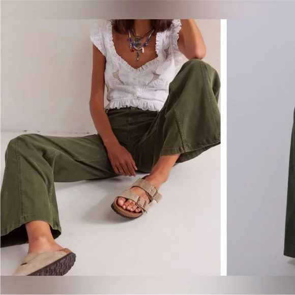 NWT Free People We The Free Libre Wide-Leg Jeans - thyme green - 25 - Picture 6 of 10